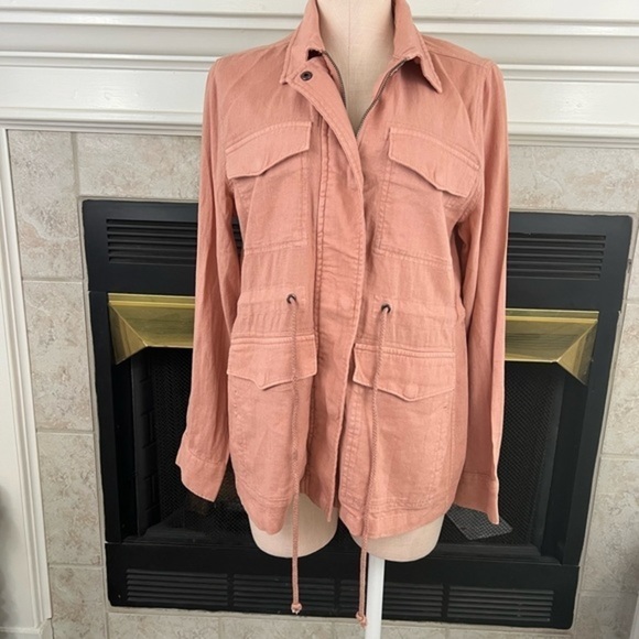 New Directions Dusty Apricot Pink Lightweight Linen  blend Jacket with 6 Pockets - Picture 12 of 16